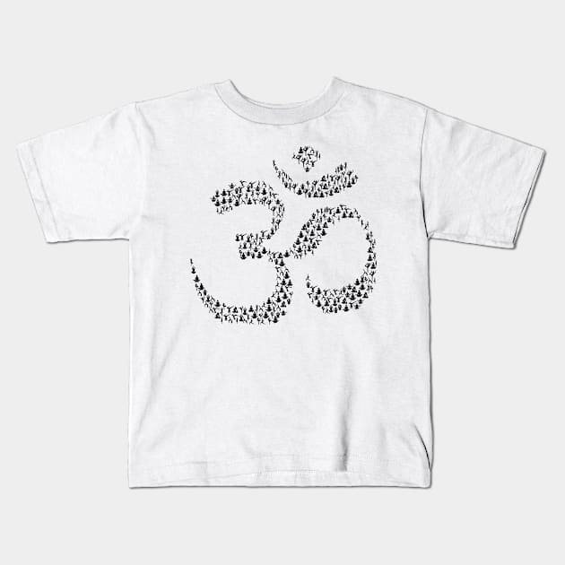 Aum Om Symbol Sign Yoga Poses Kids T-Shirt by Sanu Designs